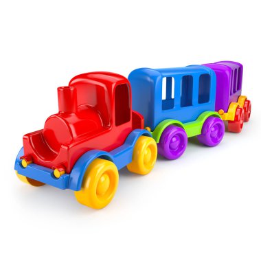 Beyaz arka plan üzerinde izole tren. 3D çizim