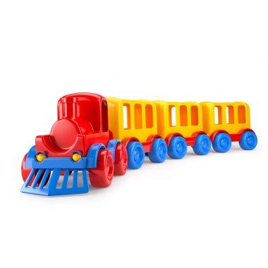 Beyaz arka plan üzerinde izole tren. 3D çizim