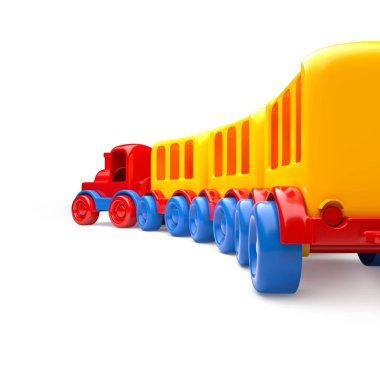 Beyaz arka plan üzerinde izole tren. 3D çizim