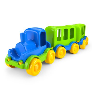 Beyaz arka plan üzerinde izole tren. 3D çizim