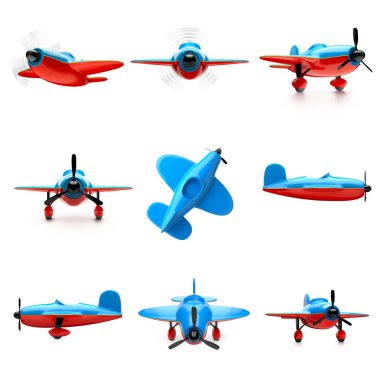 Uçak üzerinde izole beyaz arka plan ayarlayın. 3D çizim