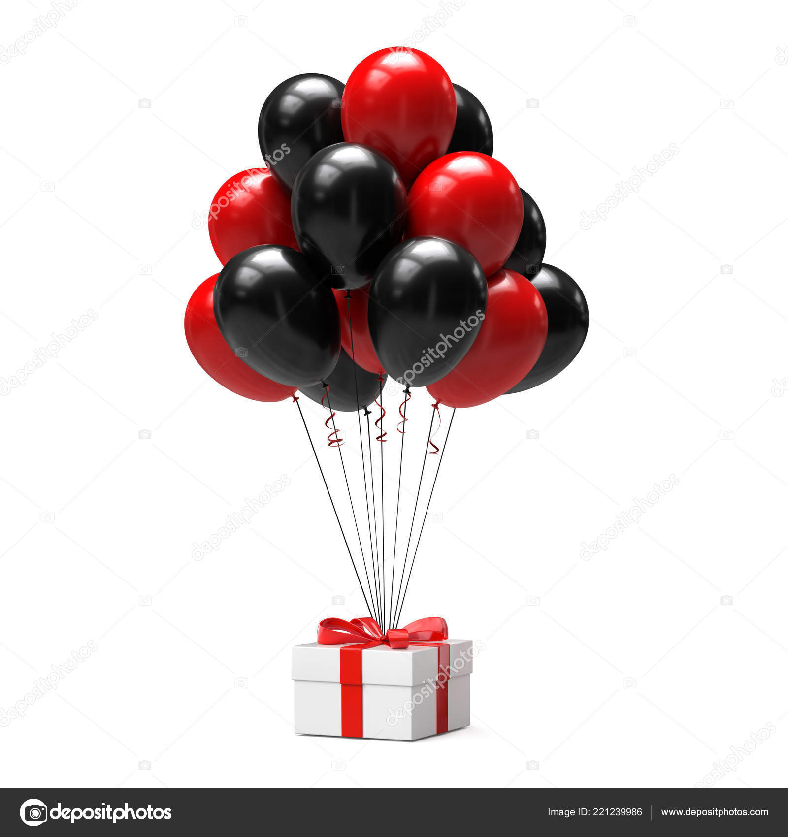 Mathis kraam pakket Black Red Balloons Gift Box Isolated White Background Illustration Stock  Photo by ©Scrudje 221239986