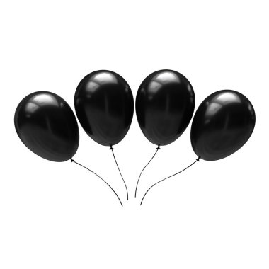 Siyah balon beyaz arka plan üzerinde izole. 3D çizim
