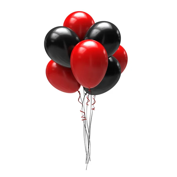 Black Balloons Ribbons Isolated White Background Illustration — Stock Photo, Image