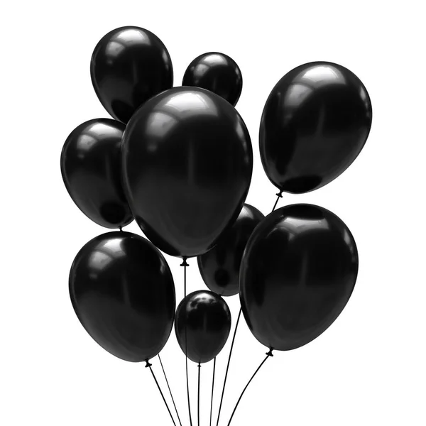 Svarta Ballonger Isolerad Vit Bakgrund Illustration — Stockfoto