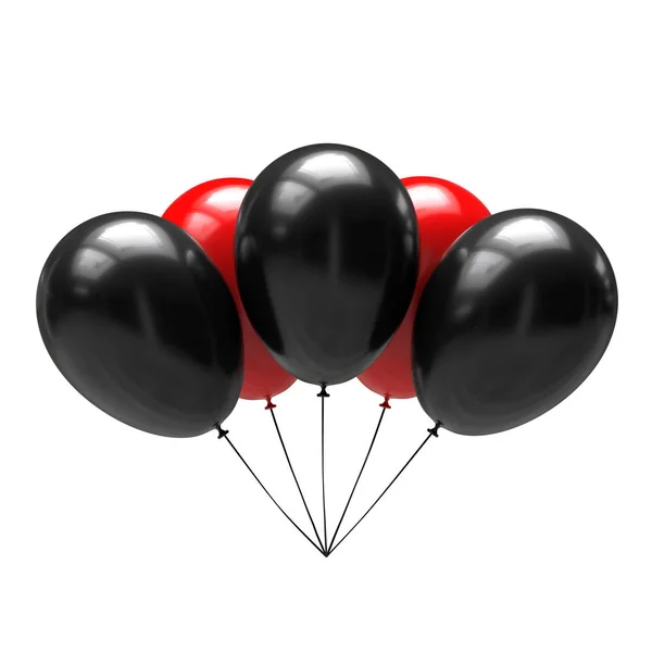Balões Pretos Vermelhos Isolados Sobre Fundo Branco Ilustração — Fotografia de Stock