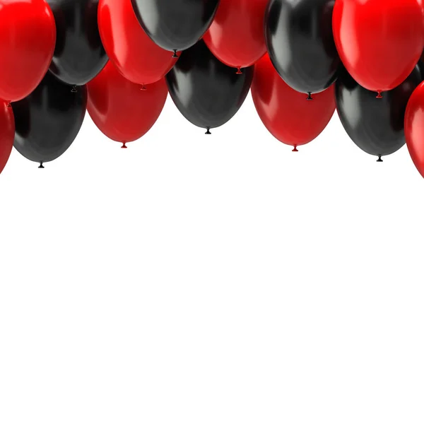 Schwarze Und Rote Luftballons Mit Bändern Auf Weißem Hintergrund Illustration — Stockfoto