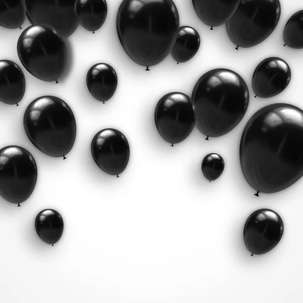 Ballons Noirs Isolés Sur Fond Blanc Illustration — Photo