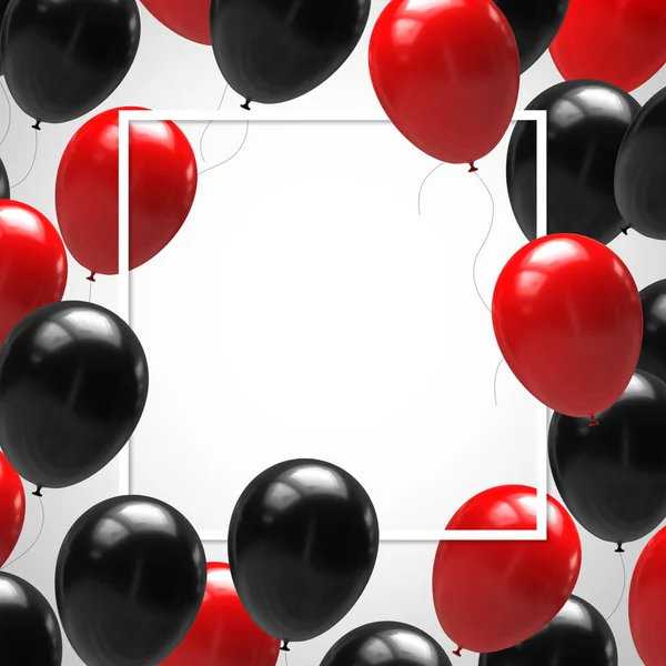 Czarne Czerwone Balony Wstążkami Białym Tle Ilustracja — Zdjęcie stockowe