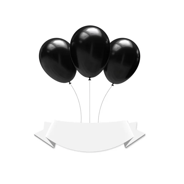 Svarta Ballonger Isolerad Vit Bakgrund Illustration — Stockfoto