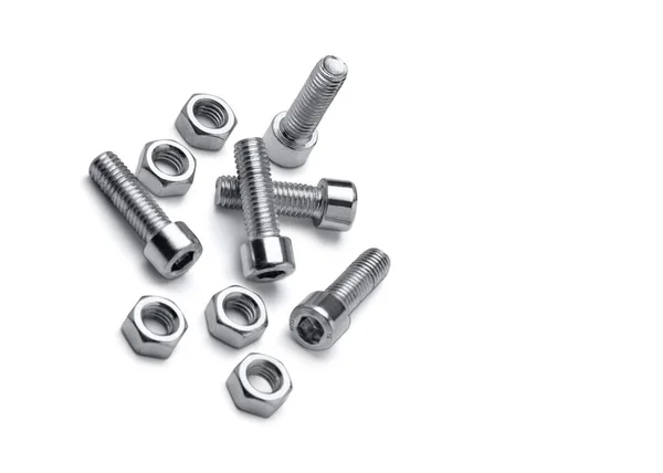 Nuts Bolts Isolated White Background — Stock Photo, Image