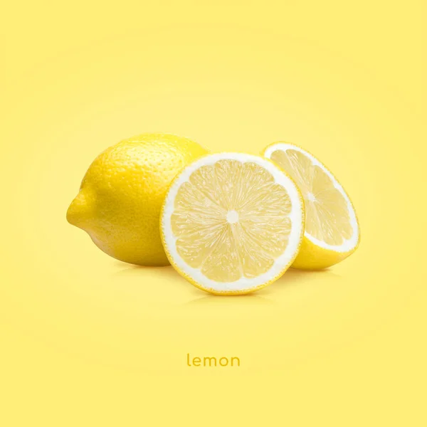 Lemon Fruit Isolated Yellow Background — Stock Photo, Image