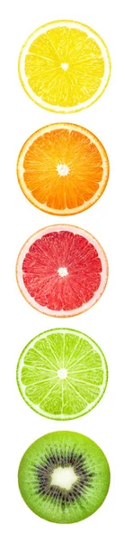 Frukt Skivor Banner Isolerad Vit Bakgrund — Stockfoto