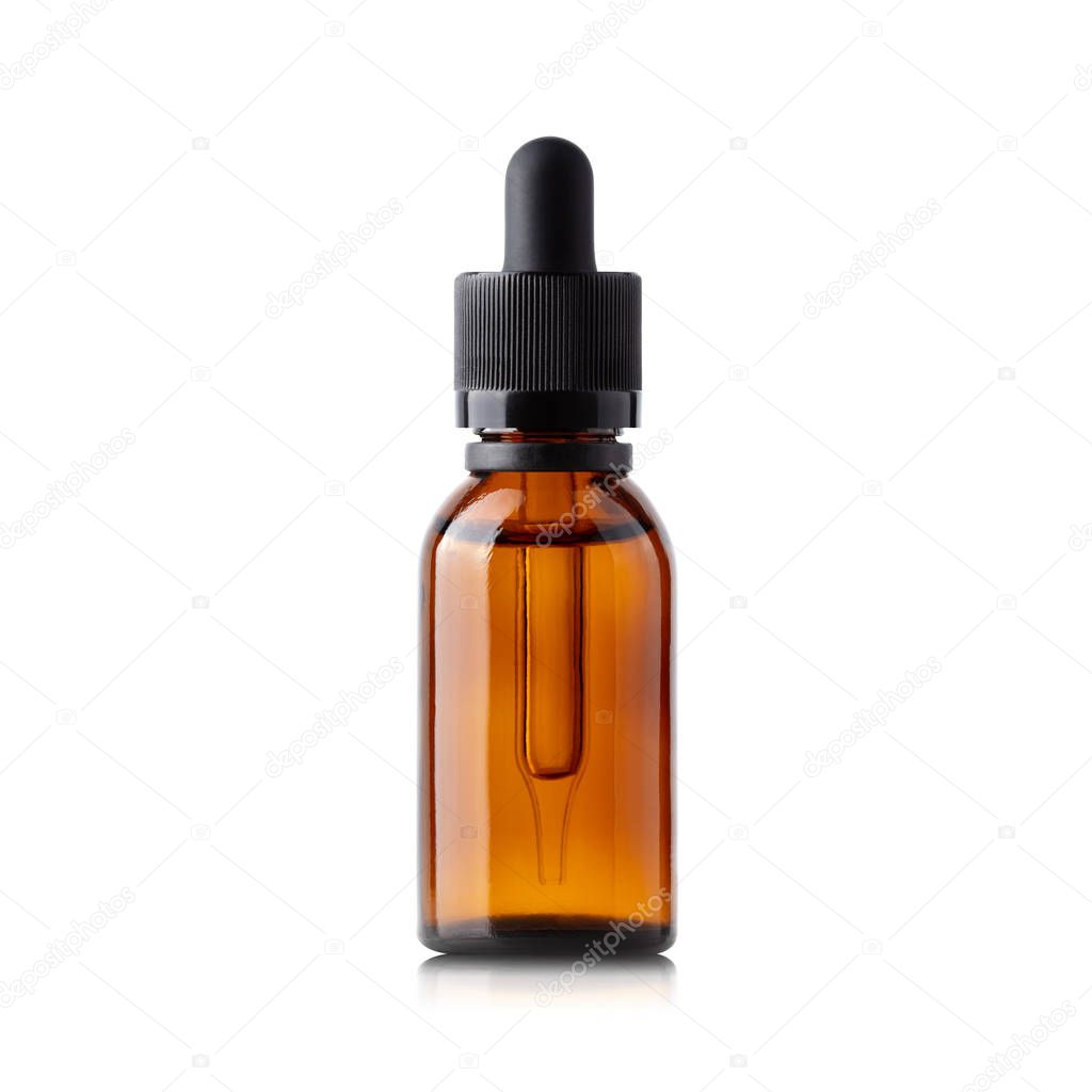 Vape glass brown bottle isolated on white background