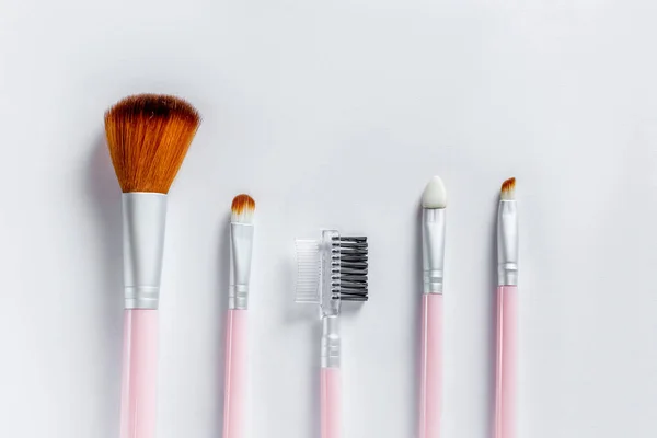 Various Makeup Brushes Isolated White Background — Stock Photo, Image