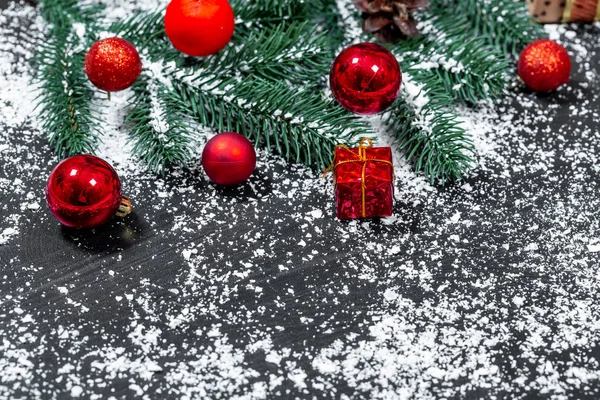 Noel Hediye Kutuları Şeker Süslemeleri Ile Mutlu Noeller Mutlu Yeni — Stok fotoğraf