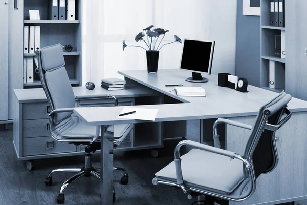 Monitor Auf Dem Schreibtisch Modernen Büro — Stockfoto