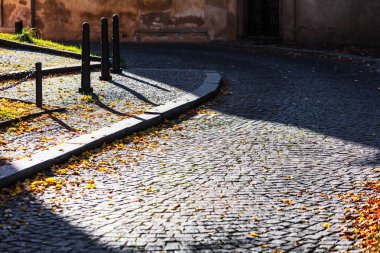 Sonbahar ışığında kaldırıma