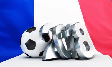 Fransa bayrağı futbol 2018 3d resim, 3d render