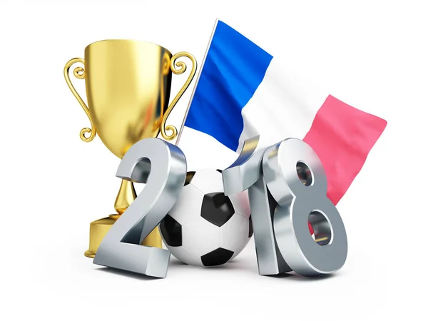 Francie 2018 Fotbal Vítěze Bílém Pozadí Ilustrace Vykreslování — Stock fotografie