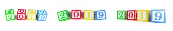 Alfabet Vak 2019 Nieuwjaar Een Witte Achtergrond Illustratie — Stockfoto