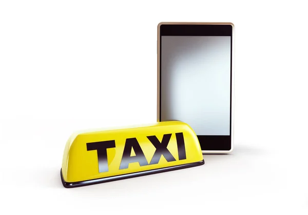 Taxi Smartphone Vit Bakgrund Illustration Rendering — Stockfoto