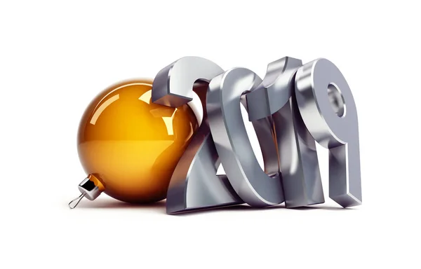 Nieuwjaar 2019 Een Witte Achtergrond Illustratie Rendering — Stockfoto