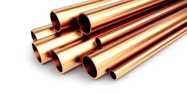 Copper Metal Pipe White Background Illustration Rendering — Stock Photo, Image