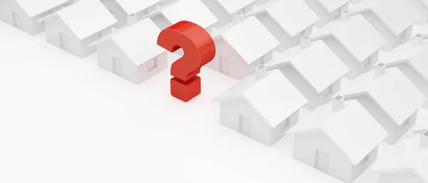 Home Question Mark White Background Illustration Rendering — Stock Photo, Image