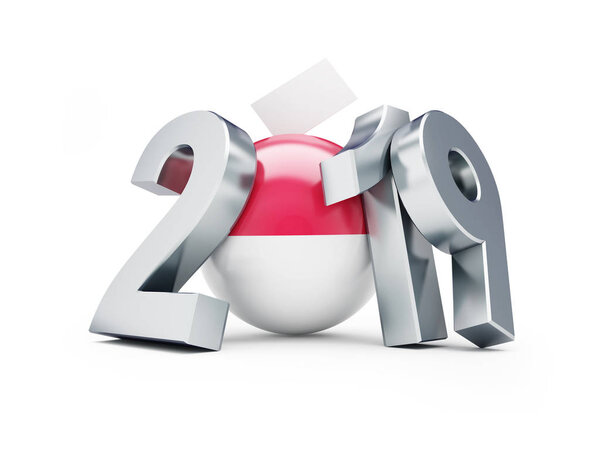 Парламентские выборы в Индонезии 2019 года на белом фоне 3D иллюстрация, 3D рендеринг
