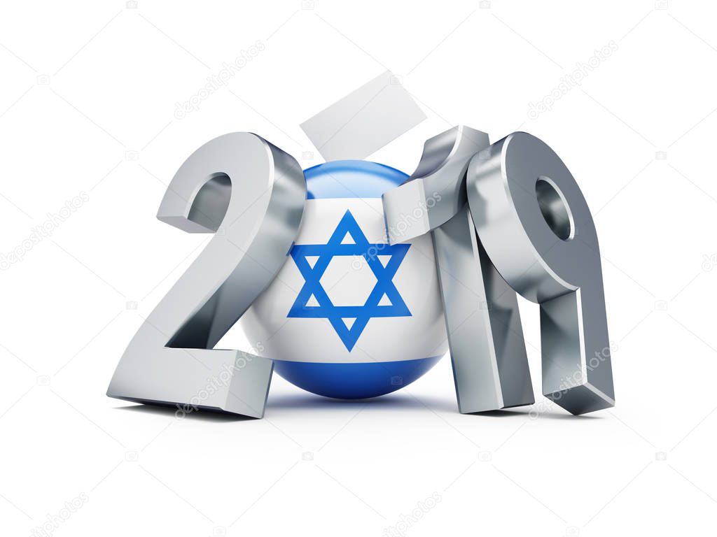 Parliamentary elections in Israel 2019 on a white background 3D illustration, 3D rendering