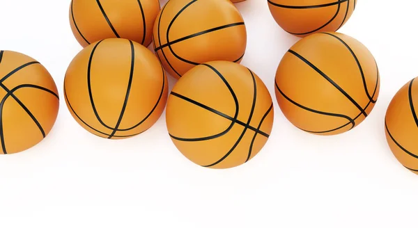 Bálsamos de baloncesto de fondo sobre fondo blanco Ilustración 3D, representación 3D — Foto de Stock