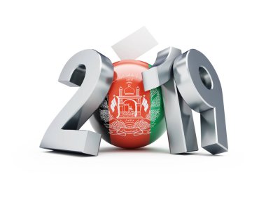 Afganistan'da Cumhurbaşkanlığı seçimleri 2019 beyaz arka plan 3d illüstrasyon, 3d render
