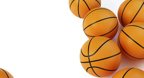 Bálsamos de baloncesto de fondo sobre fondo blanco Ilustración 3D, representación 3D — Foto de Stock