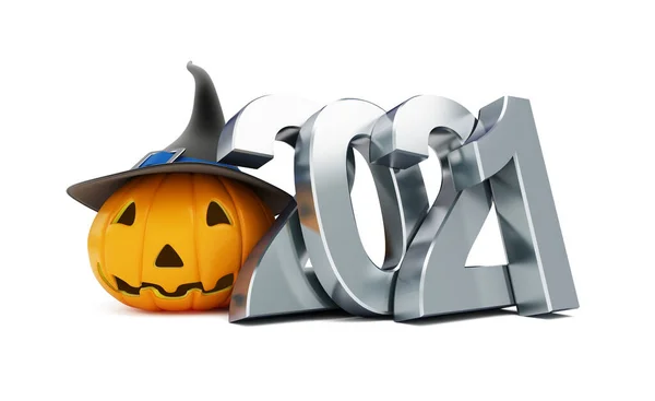 Helloween 2021 White Background Illustration Rendering — Stock Photo, Image