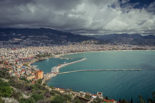 Flygvy över Alanya Marina, Turkiet — Stockfoto