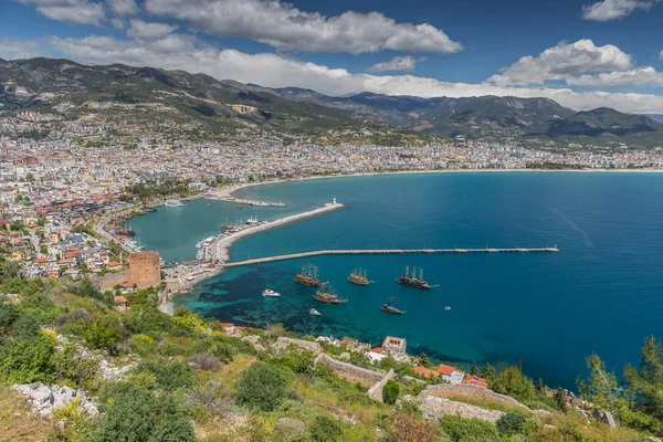 Vista aérea do porto de Alanya, na Turquia — Fotografia de Stock