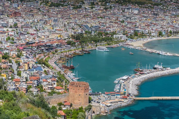 Aerial View of the harbor of Alanya in Turkey — Stock Photo, Image