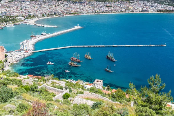 Vista aérea do porto de Alanya, na Turquia — Fotografia de Stock