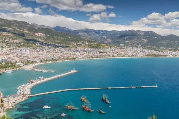 Aerial View of the harbor of Alanya in Turkey — Stock Photo, Image