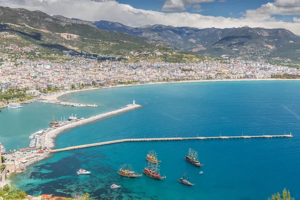 Aerial View of the harbor of Alanya in Turkey — Stock Photo, Image