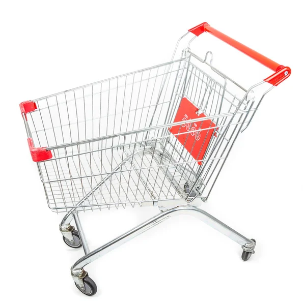 Supermarket trolley cart isolated on white — Stock Photo, Image