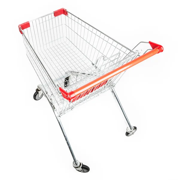 Supermarket trolley cart isolated on white — Stock Photo, Image
