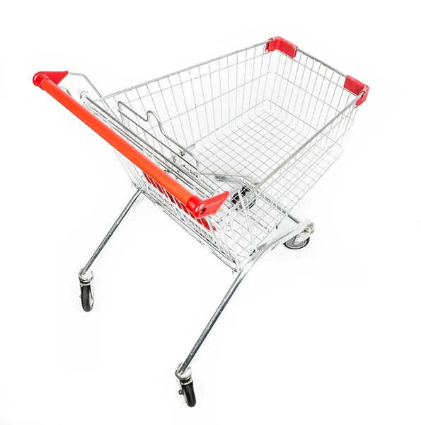 Supermarket trolley cart isolated on white — Stock Photo, Image