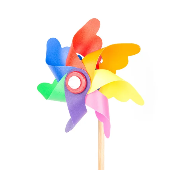 Hélice de moinho de vento de brinquedo com lâminas de cor — Fotografia de Stock