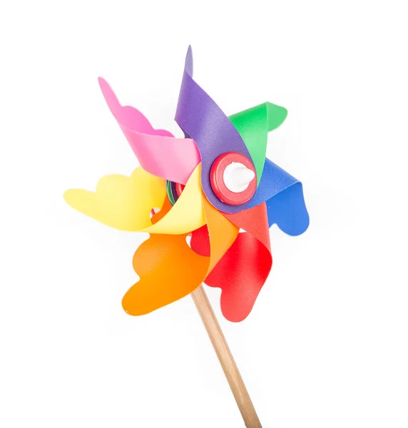 Zabawka wiatrak śmigło z kolorowych ostrzy — Zdjęcie stockowe