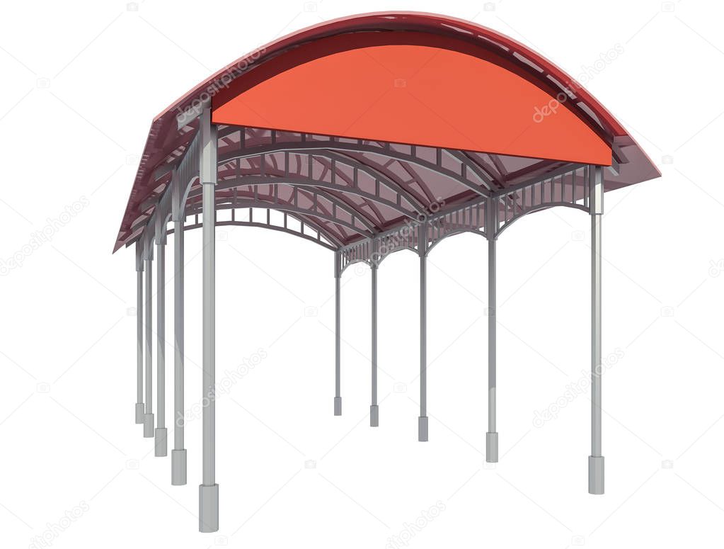 3D illustration of Metal canopy isolated on white