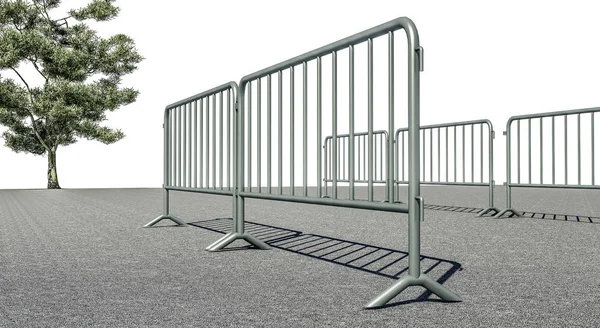 3D illustration of Mobile Security fence on the road — Stock Photo, Image