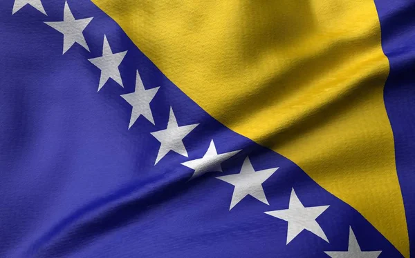 Ilustração 3D da Bandeira da Bósnia e Herzegovina — Fotografia de Stock