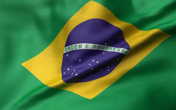 3D απεικόνιση της σημαίας της Βραζιλίας — Φωτογραφία Αρχείου
